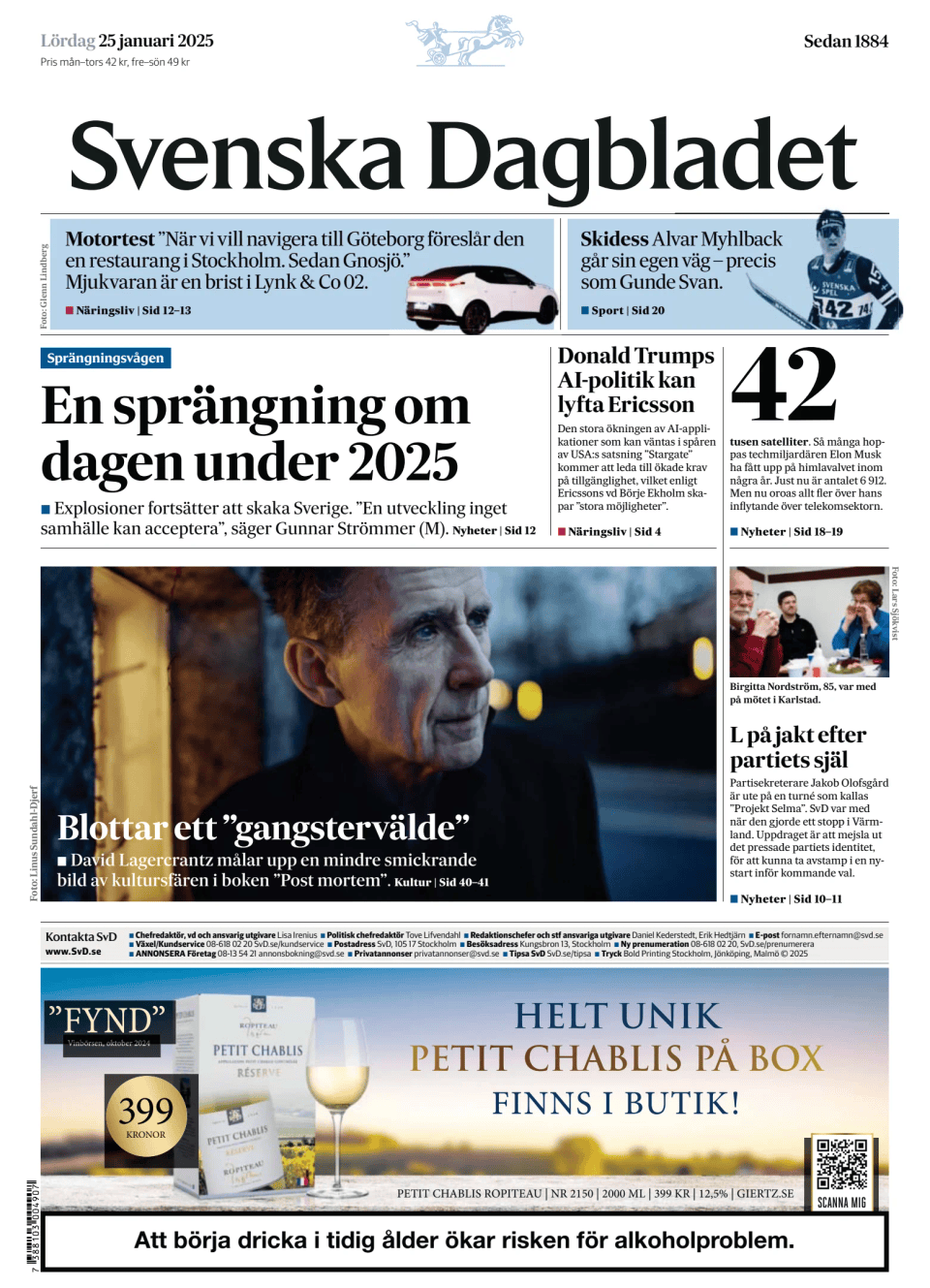 Prima-pagina-Svenska Dagbladet-edizione-di-oggi-20250125